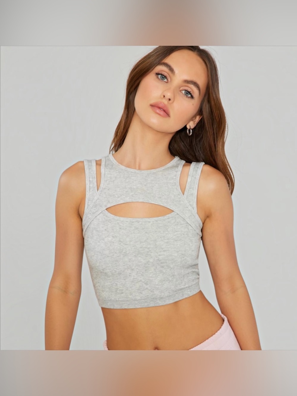 Garage Sterling Cut Out Cropped Tank Top Size Extra Small Gray Multi Strap